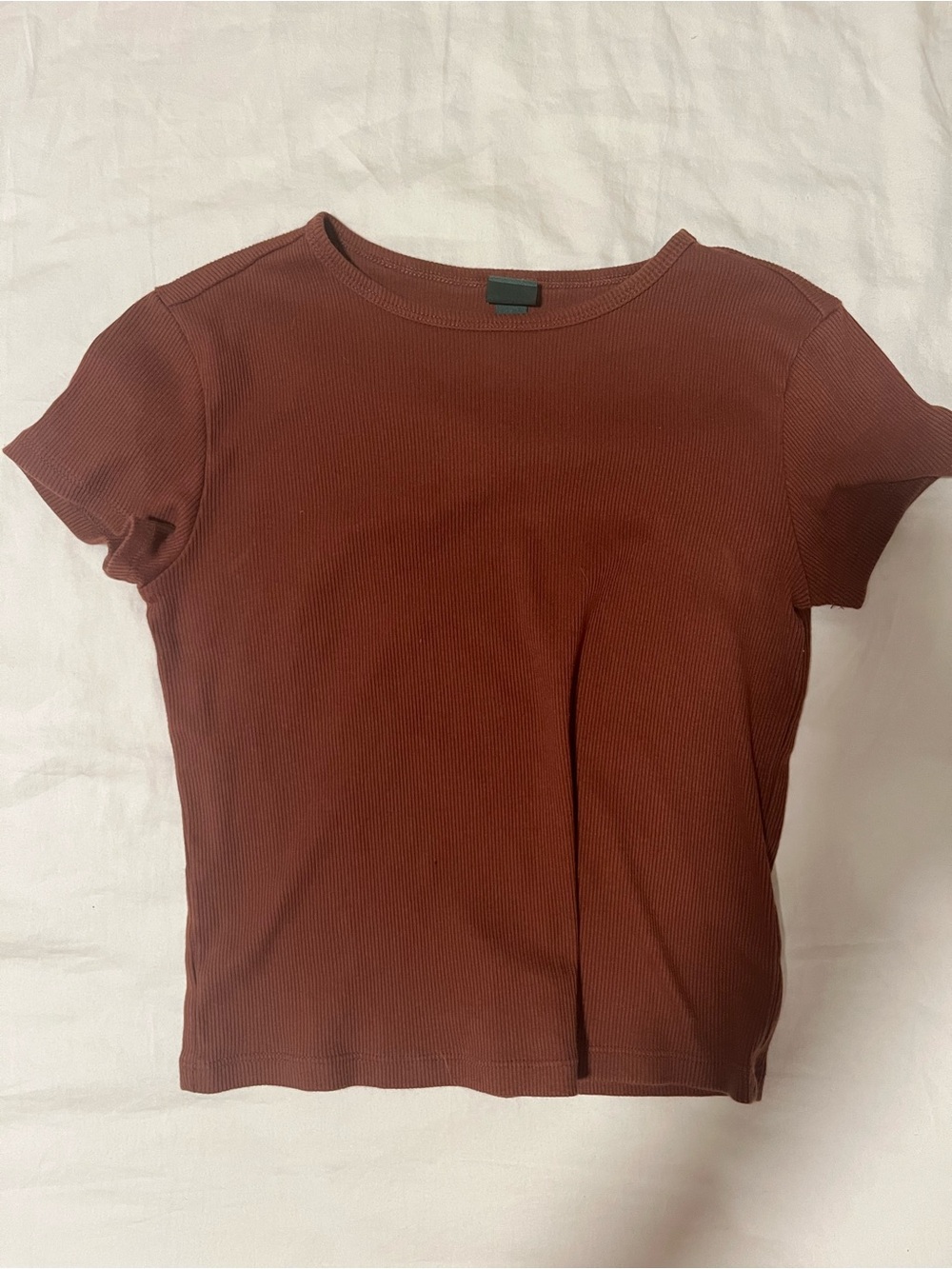 wild fable Ribbed Short Sleeve Tee - Rust Brown